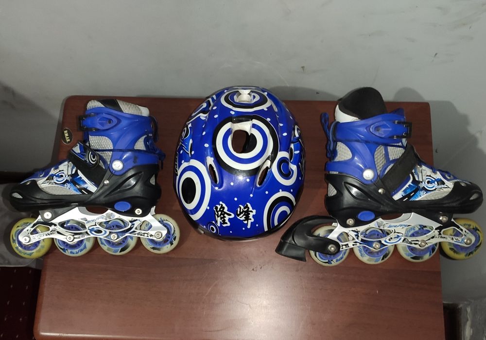 Роликовые коньки Long Feng + шлем | Комплект |