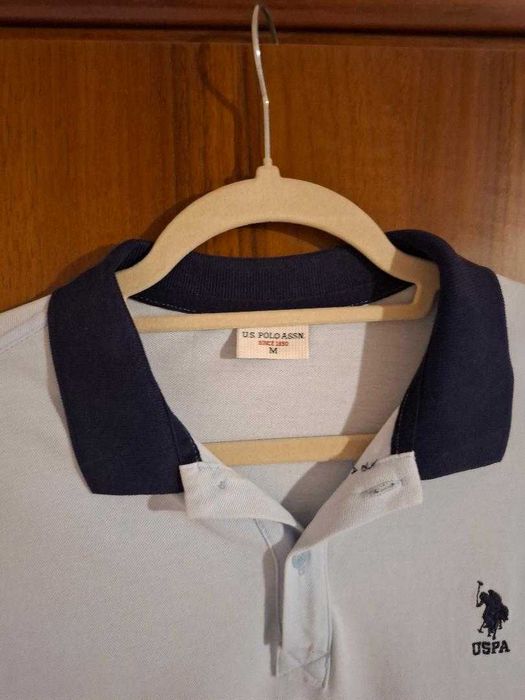 Tricou US Polo ASSN marimea M, regular fit, albastru pal