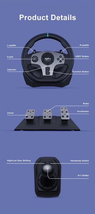 Гейминг волан с педали и шифтър (скоростен лост) за ps4/ps5/pc/xbox