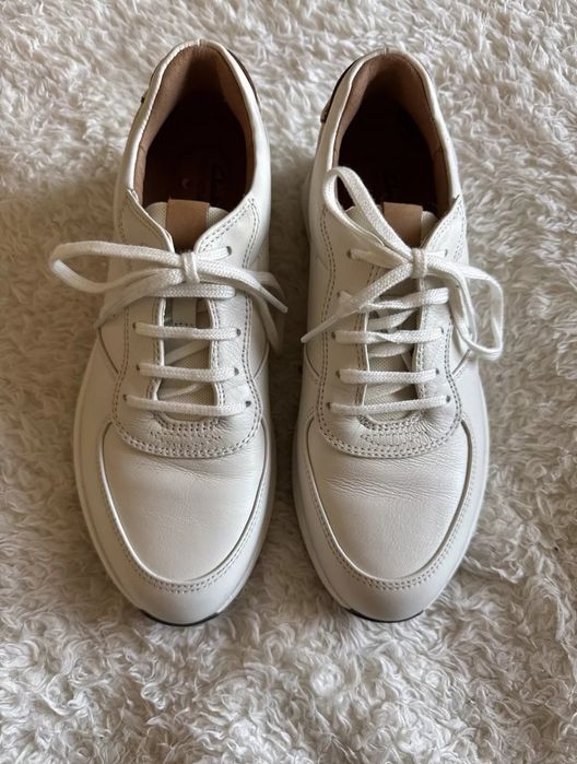 Clarks кецове сникърси маратонки бели бял 36 ествествена кожа