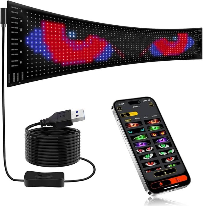 Panou LED Matrix Flexibil RGB, Control Aplicatie, Afisaj Publicitar 374x92mm,devil evies