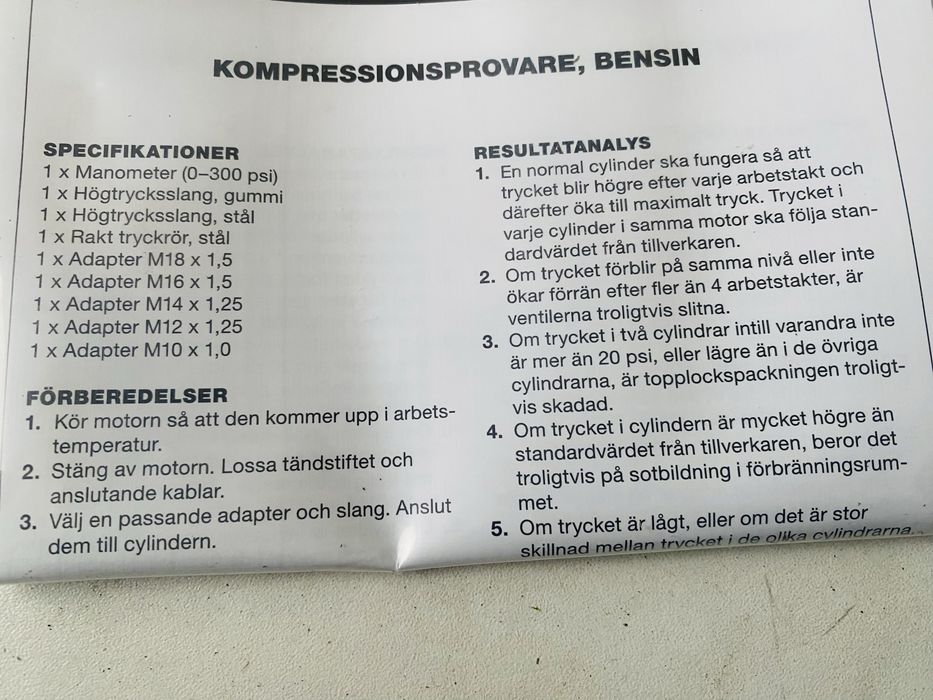 Trusa kompressionsprovare masurat compresie motor