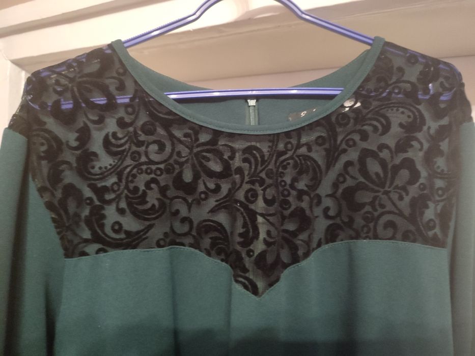 Рокля официална тъмно зелено