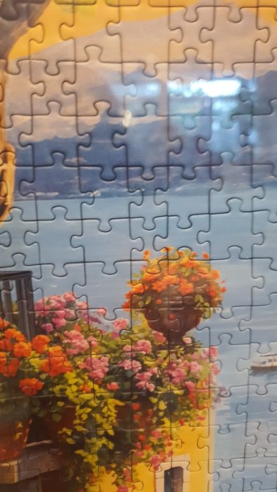 Tablou peisaj mediteranean liniștit din puzzle(85x58cm) cu rama inclusa (90x60cm)