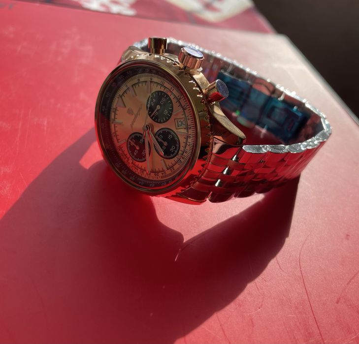 Ceas Poedagar nou, cronograf, oțel inoxidabil + accesorii