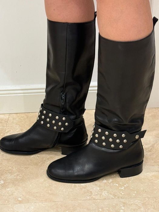 Cizme Piele ZARA cu Catarama Metalica