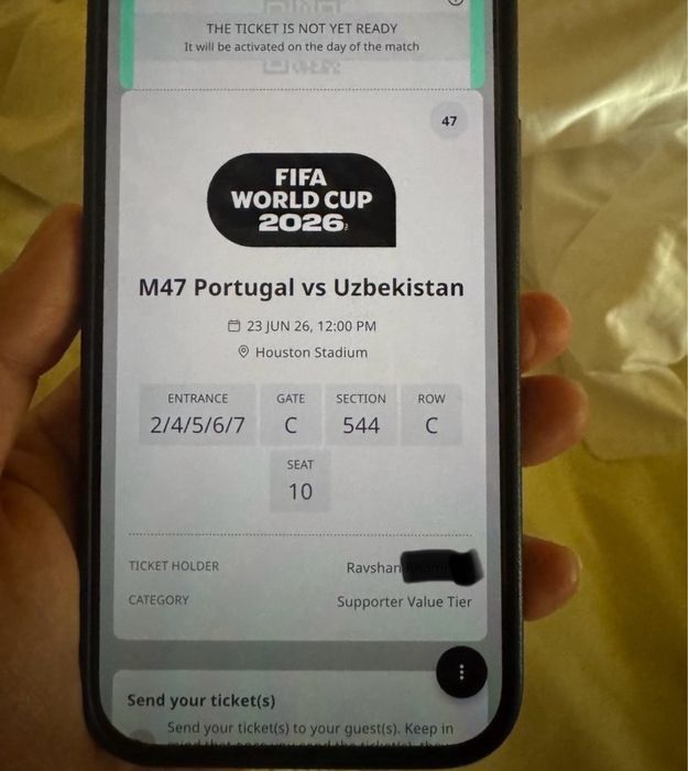 Uzbekistan vs Portugal futbol chiptalari sotiladi