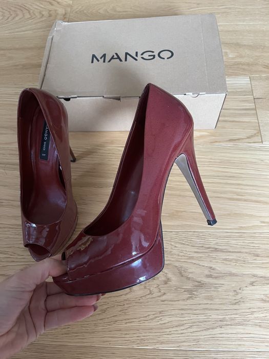 Обувки на ток Mango, Basic модел в червено 37 номер