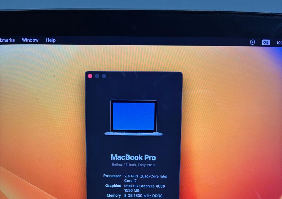 Vand MacBook Pro Retina 2013 A1398 EARLY– 8GB RAM, SSD 256GB, macOS VENTURA 13.7.8