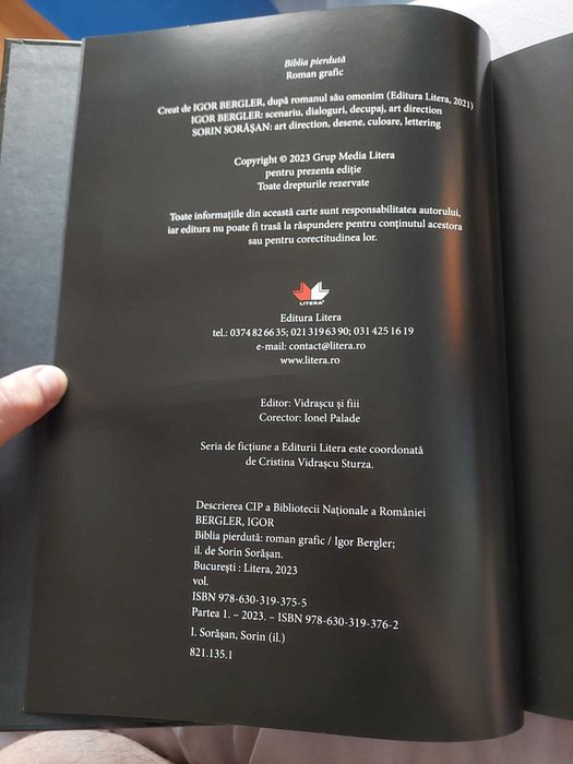roman grafic cu autograf Bergler, Sorasa - Biblia Pierduta, volumul 1