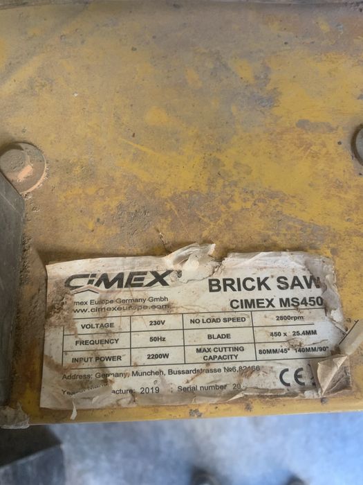 Машина за рязане на тухли CIMEX MS 450