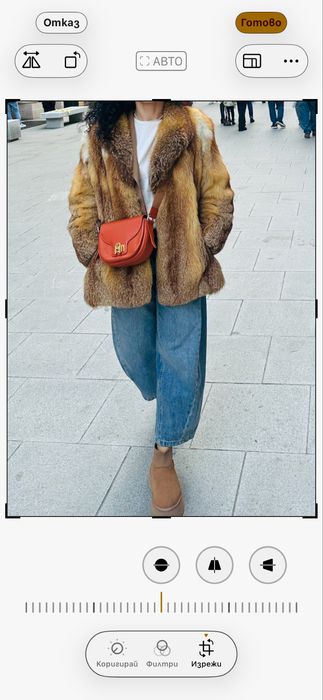 Палто от естествен косъм-червена лисица