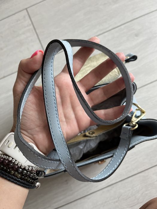 Geanta piele naturala baby blue