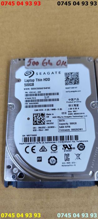 hdd hard disc 500Gb SATA laptop testate SANTINEL 100% fara baduri