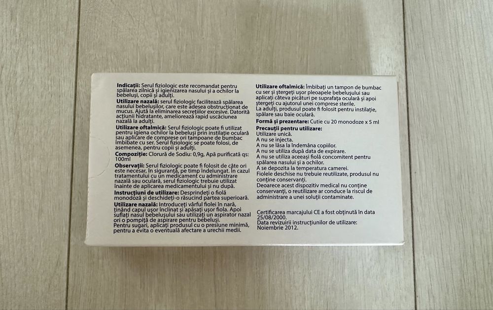 3 cutii de ser fiziologic SeptiClean (soluție nazală și oftalmică), 20 fiole x 5 ml / cutie, Nou