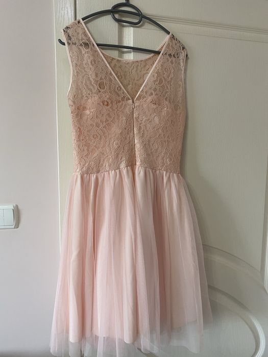 Официална рокля в цвят пудра