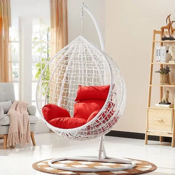 Висящ ратанов стол – Градинска люлка в три цвята