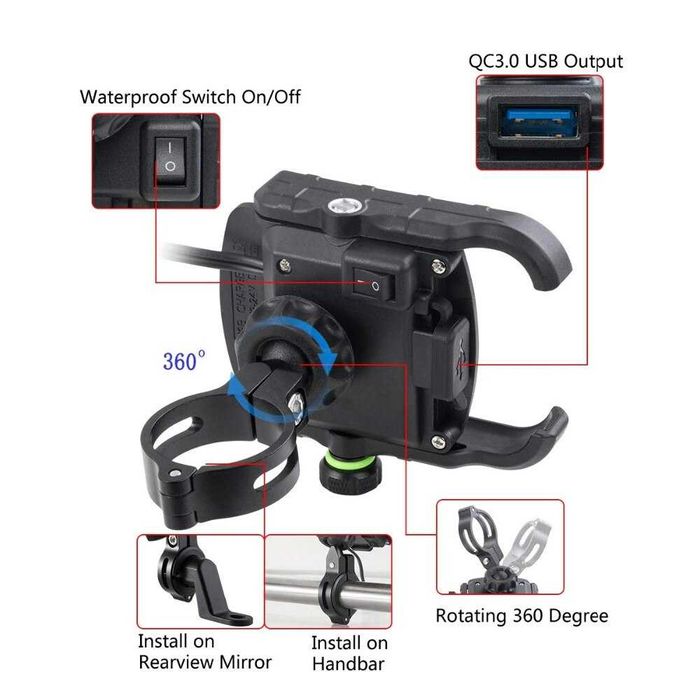 Suport telefon PH-06, motocicleta, bicicleta, trotineta, waze, maps