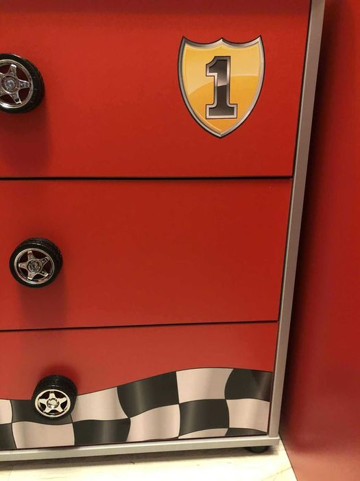 Обзавеждане за детска стая Cilek - легло кола, скрин, библиотека, стол