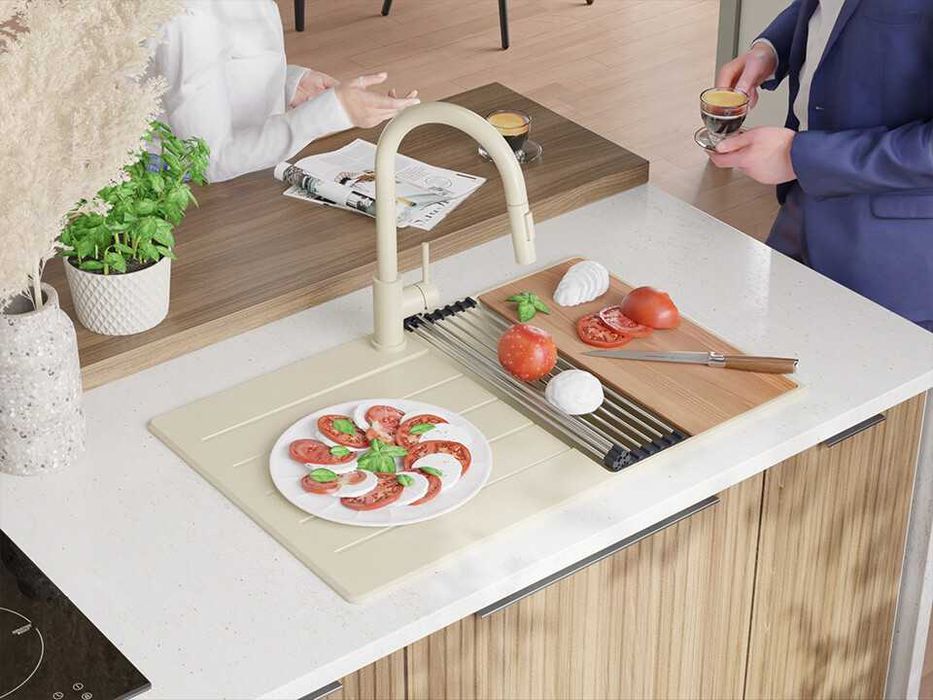 Беж кухненска гранитна мивка Копенхаген 780х500 Top 45