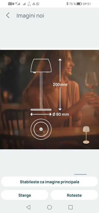 Lampa de Lumina pentru cina. pe USB c reincarcabila tine 24 h c noua in cutie