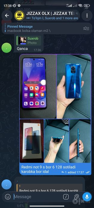 Redmi not 9 s sotladi narxi 750 ming