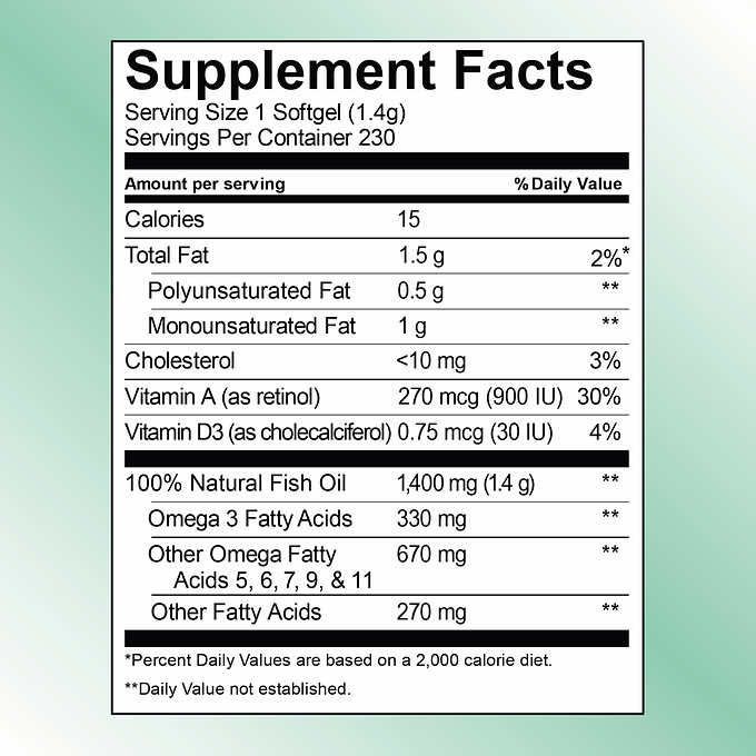 Kirkland Signature Wild Alaskan Fish Oil 1400 mg., 230 Softgels