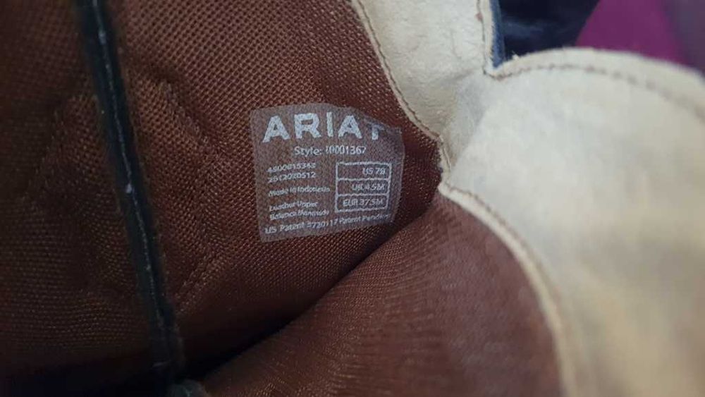 Cizme ciocate piele ARIAT Dixie Black Leather Cowboy Deer Tan marime37