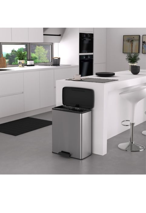 Кош за боклук Curver, С педал, Правоъгълен, Сив, 65 л