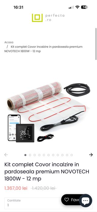 Kit complet Covor incalzire in pardoseala premium NOVOTECH