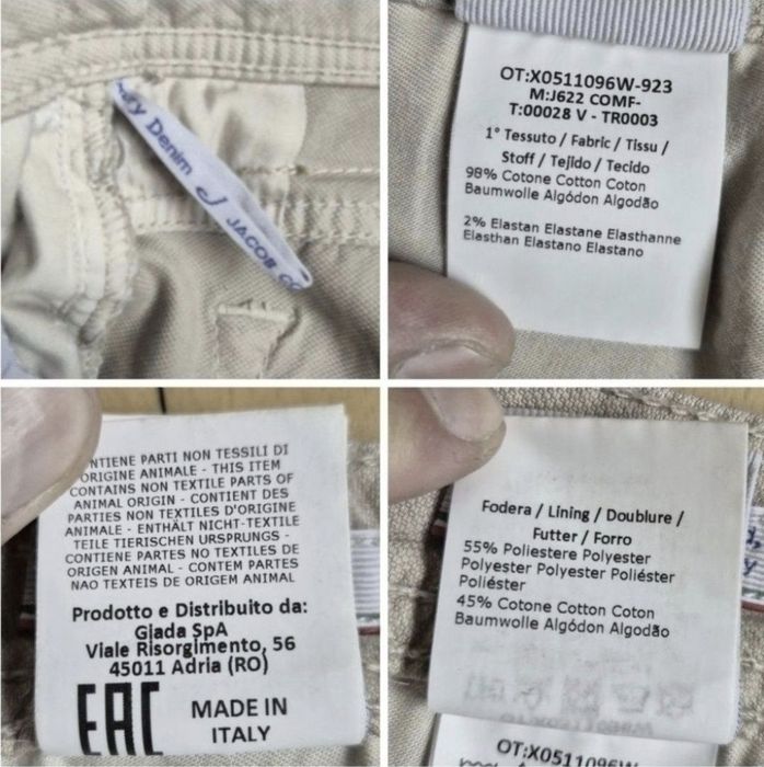 Pantaloni Slim fit Jacob Cohën Style 622, bărbați - W33, Italia