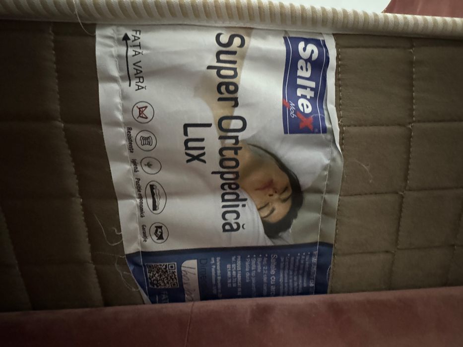 Pat matrimonial luxury 160x200 + saltea ortopedică + 2 noptiere