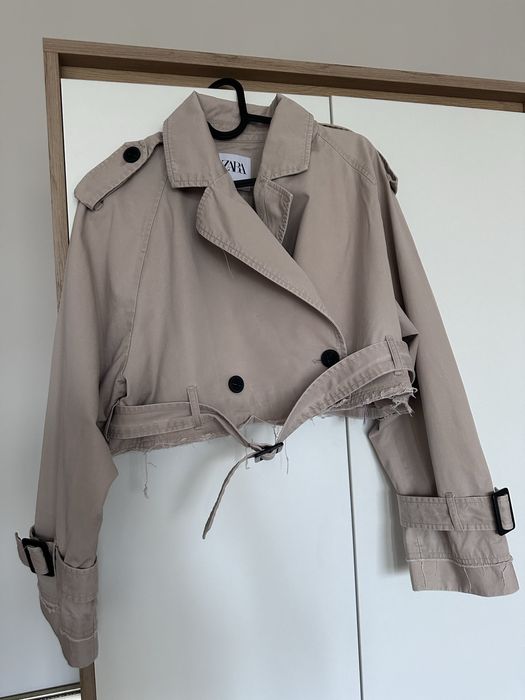 Къс тренч/тренчкот/шлифер Zara, XS размер, бежов цвят