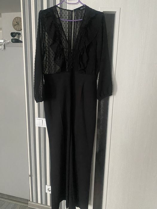 Черен гащеризон с дантела и точки ZARA Промо