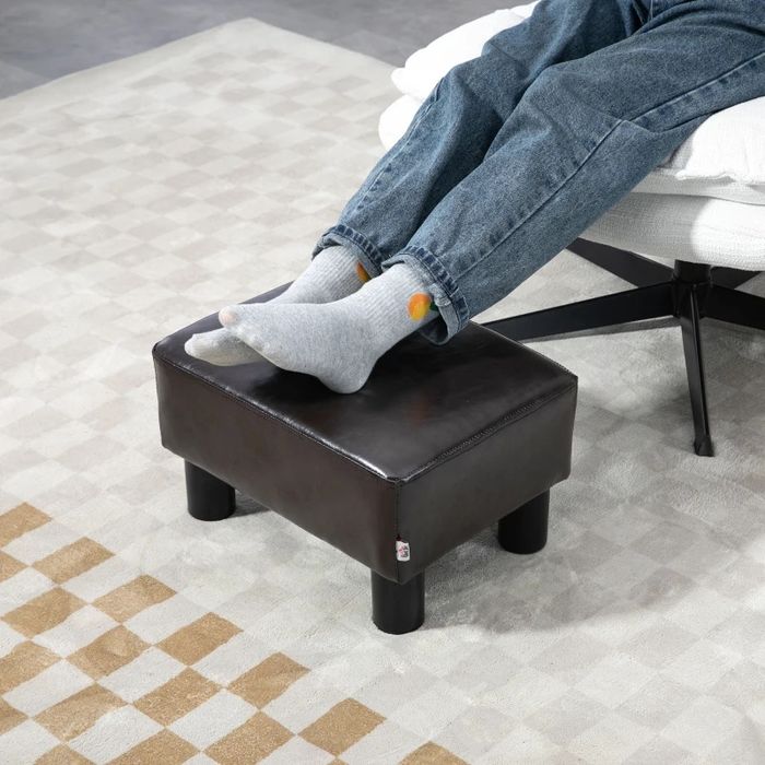 Табуретка за крака HOMCOM от изкуствена кожа, малка поставка за крака