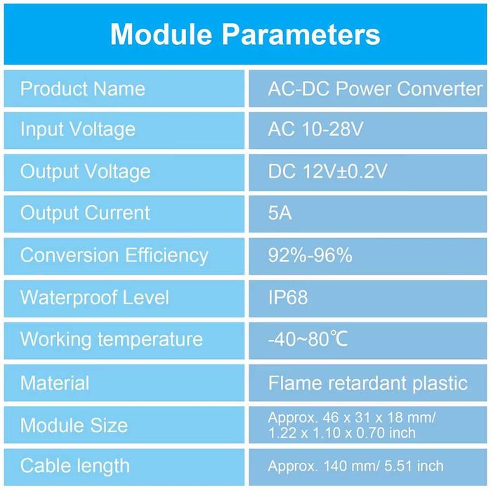 Redresor AC-DC 12V convertor impermeabil modul 5A – Negru