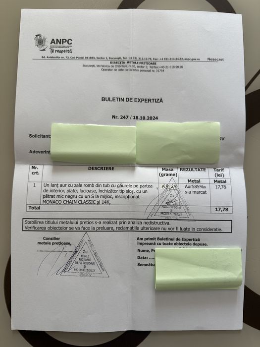 Lant Aur Cuban - cu Buletin expertiza ANPC