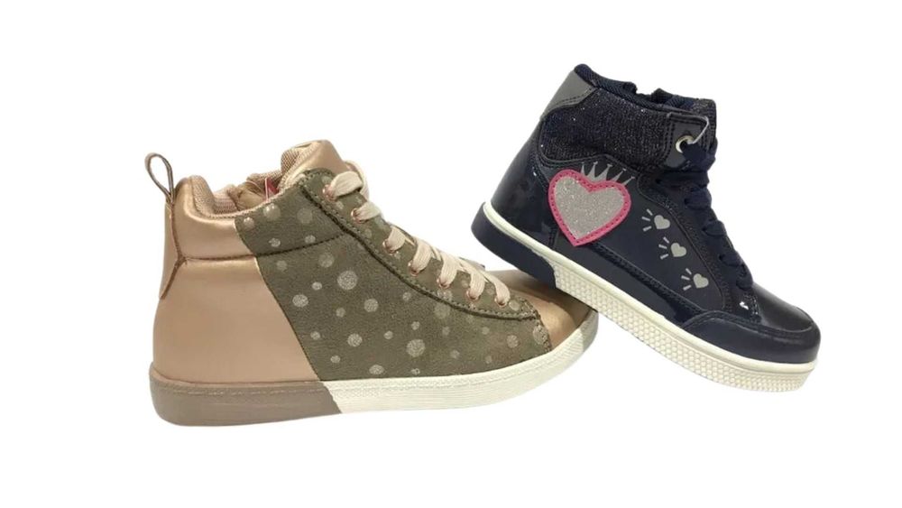 Детски кецове за момиче в синьо и златно