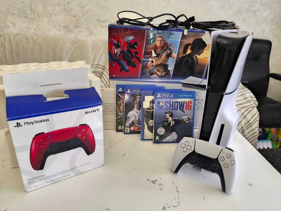 Playstation 5 Slim дисководом 1tb в идеальный 2 джойстк топ игры 4диск