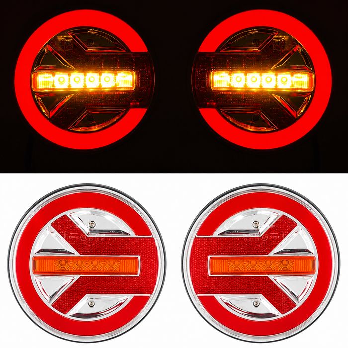 Stop LED Rotund 140mm Efect Neon Semnalizare Dinamică 12V/24V