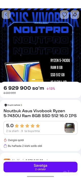 Asus Vivobook Ryzan 5 madeli