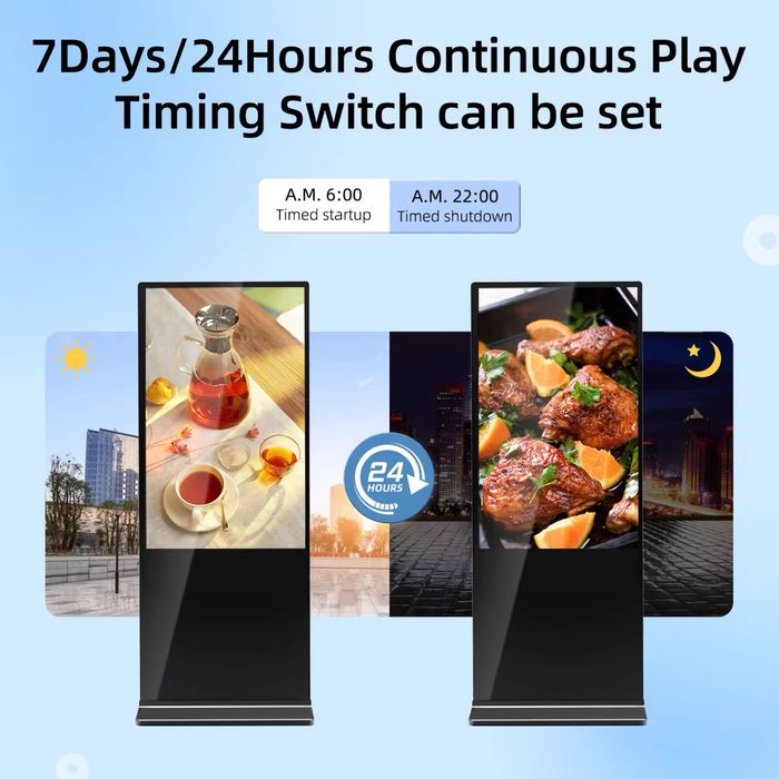 MWE USA дигитален рекламен дисплей 43” – подов, LED, черно/бял