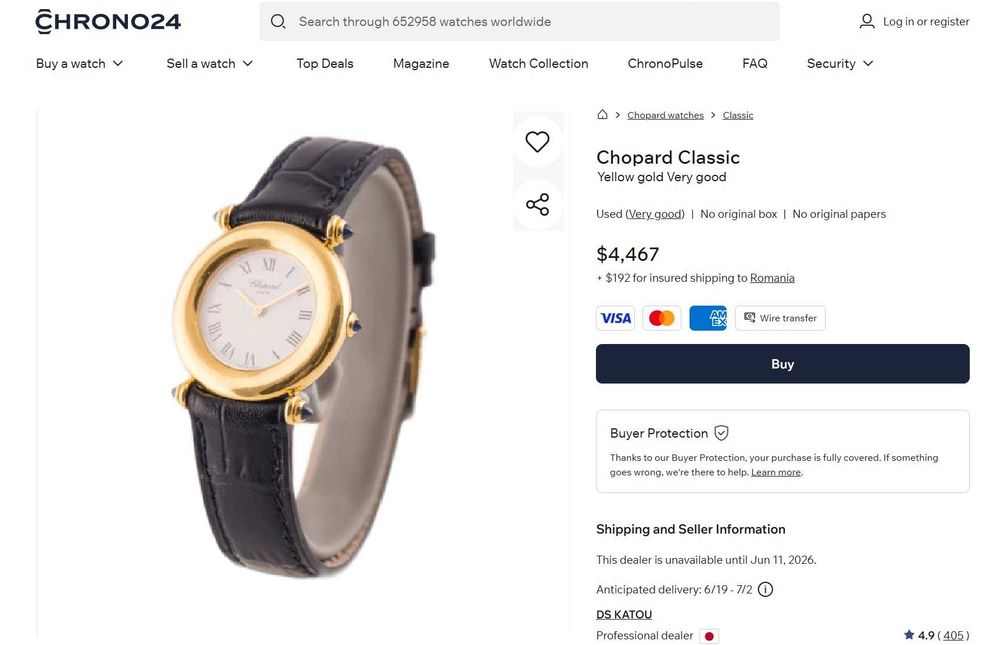 Ceas de dama de aur 18k Chopard Classic Vintage Lady Happy Sport 28 mm FAC UNELE SCHIMBURI
