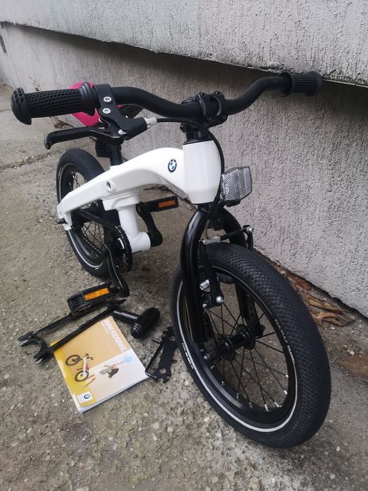 Bicicletă copii BMW Kidsbike 14 Zoll 2 in 1, aluminiu, alb perlat,