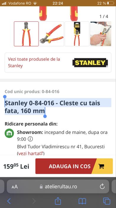 Cleste Stanley 160mm  0-84-016 cu Tais Fata