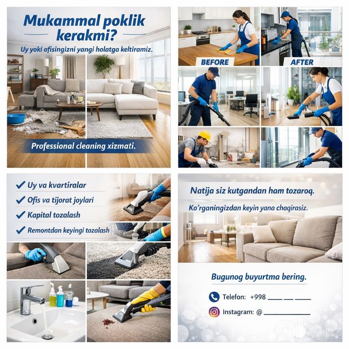 Professional tozalash xizmati/ Профессиональная уборка Toshkent sh.