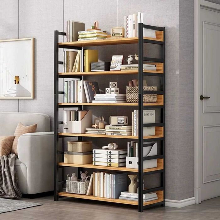 Книжная полка, 6-ярусный книжный шкаф, высокая книжная полка