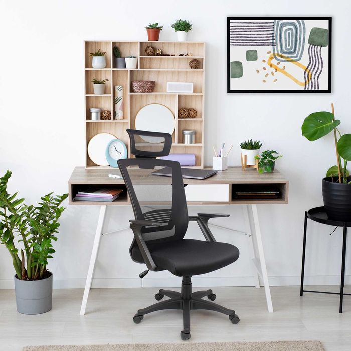 Scaun de Birou, Dr.Home Pixy XL, Suport Lombar, Tetiera, Mesh - Negru