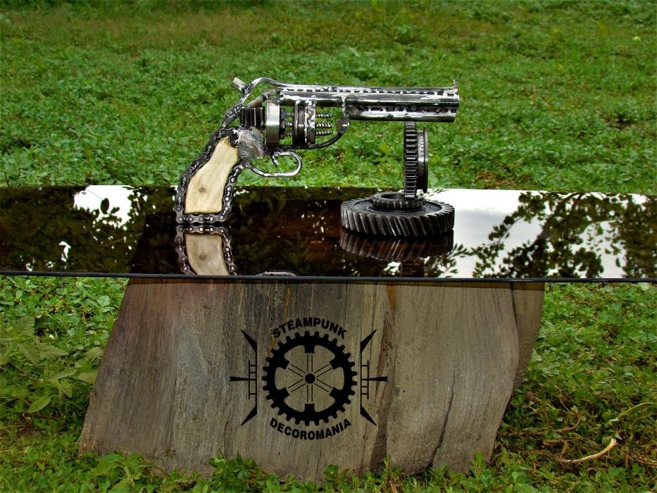 Sculptura fier KINETICA-REVOLVER MAGNUM PISTOL-decor industrial