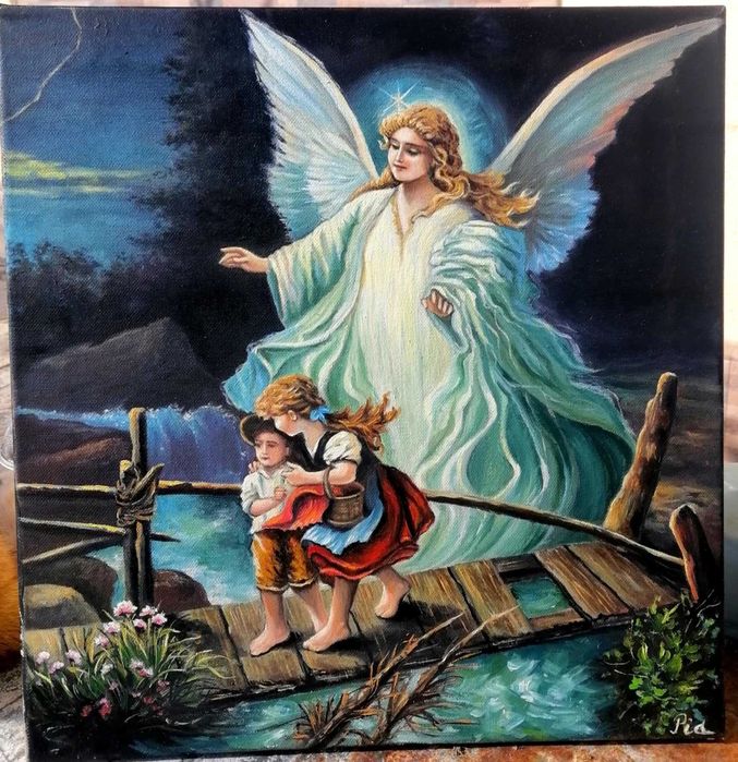 Tablou ulei Ingerul si copiii